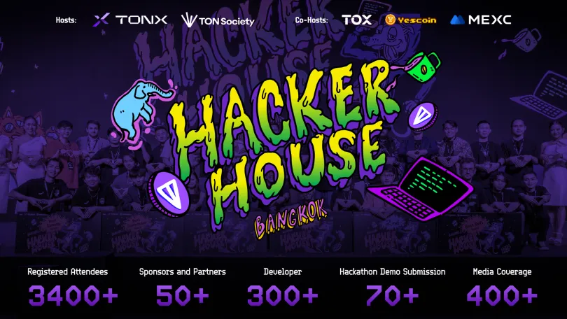 Press Release: TON Hacker House Bangkok Draws 300+ Global Developers and 70+ Demo Submissions, Highlight the TON Ecosystem at Devcon Thailand, Powered by TONX