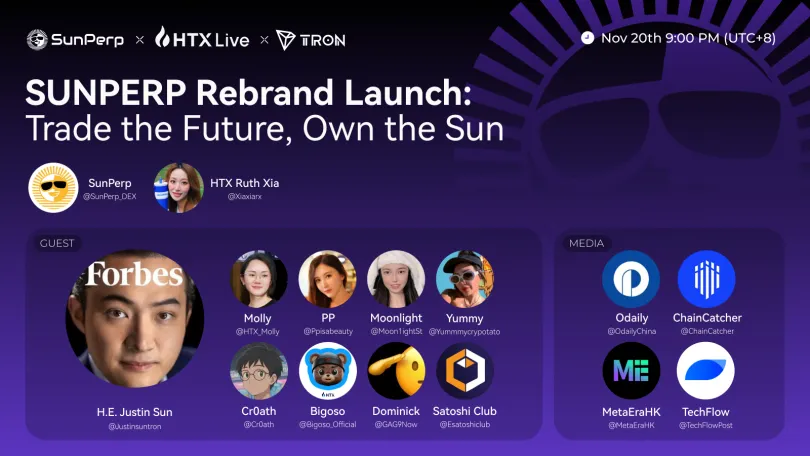 Publications: From Platform to Ecosystem, SunPerp Rebrands as SunX: Justin Sun on the DEX's Long-Term Vision and Global Expansion